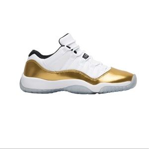 Jordan 11 Retro, white and gold sneakers